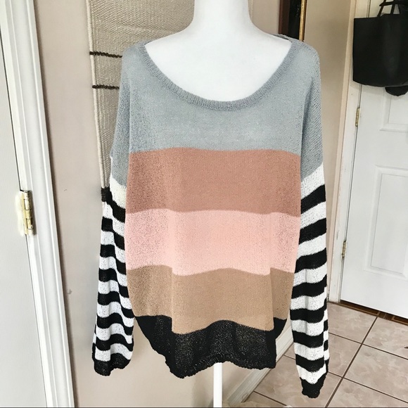 Listicle Sweaters - Striped Pattern Colorful Oversized Shirt/Sweater